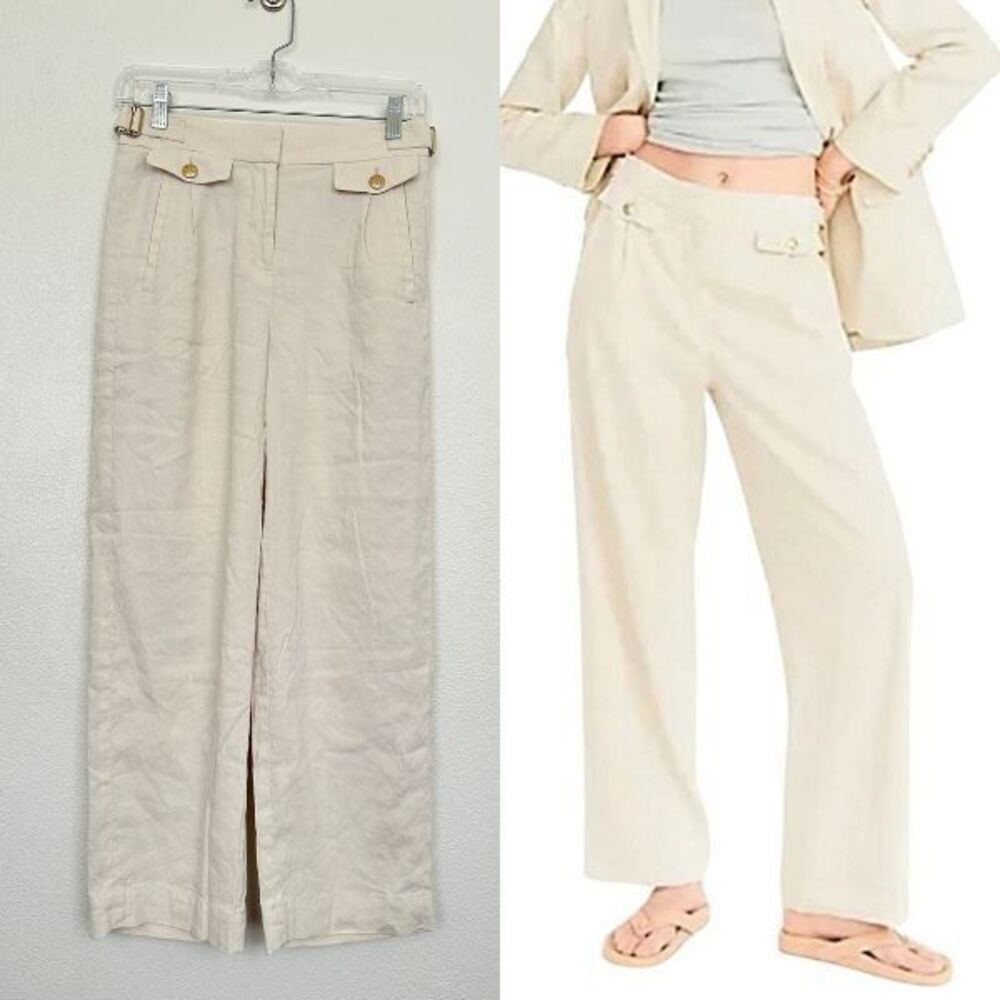 J. Crew Factory Womens Wide-Leg Trousers in Light Cream